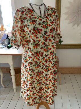 American Vintage Ybanut Midi Dress — Country Beige Floral — Size XS